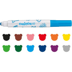 CARIOCA Marqueurs bébé pour enfants dès 2 ans - Encre super lavable et non toxique, pointe ronde bloquée, corps large et sûr, fa