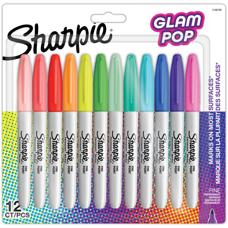 Sharpie Glam Pop Marqueurs permanents | Pointe fine pour des détails audacieux | Couleurs assorties | 12 feutres marqueurs Sharpie Glam Pop Marqueurs permanents | Pointe fine pour des détails audacieux | Couleurs assorties | 12 feutres marqueurs