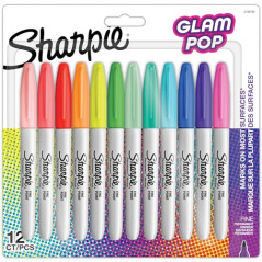 Sharpie Glam Pop Marqueurs permanents | Pointe fine pour des détails audacieux | Couleurs assorties | 12 feutres marqueurs