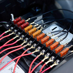 Jtron Boîte à fusibles de voiture 12 compartiments pour ATO/ATC 1-20 A DC 32 V M5 Porte-fusibles avec fusible pour voiture, bate