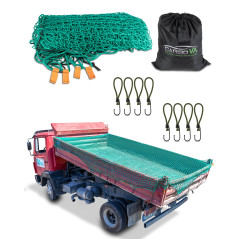 CargoVA - Filet Intelligent pour remorque 3x4M [DEKRA Approuvé] - Filet avec Corde élastique, marquage des Coins, Sac et Crochet