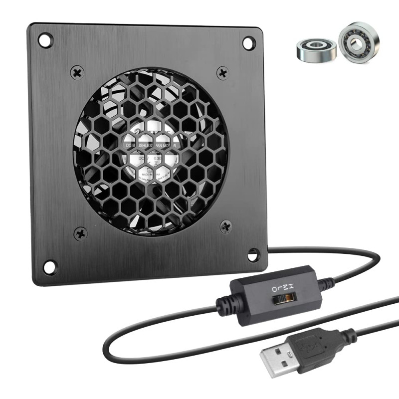 Ventilateur Panneau USB 80mm, BRIEFCEC-Système de Refroidissement Silencieux avec Contrôle de Vitesse Double Roulement à Billes 