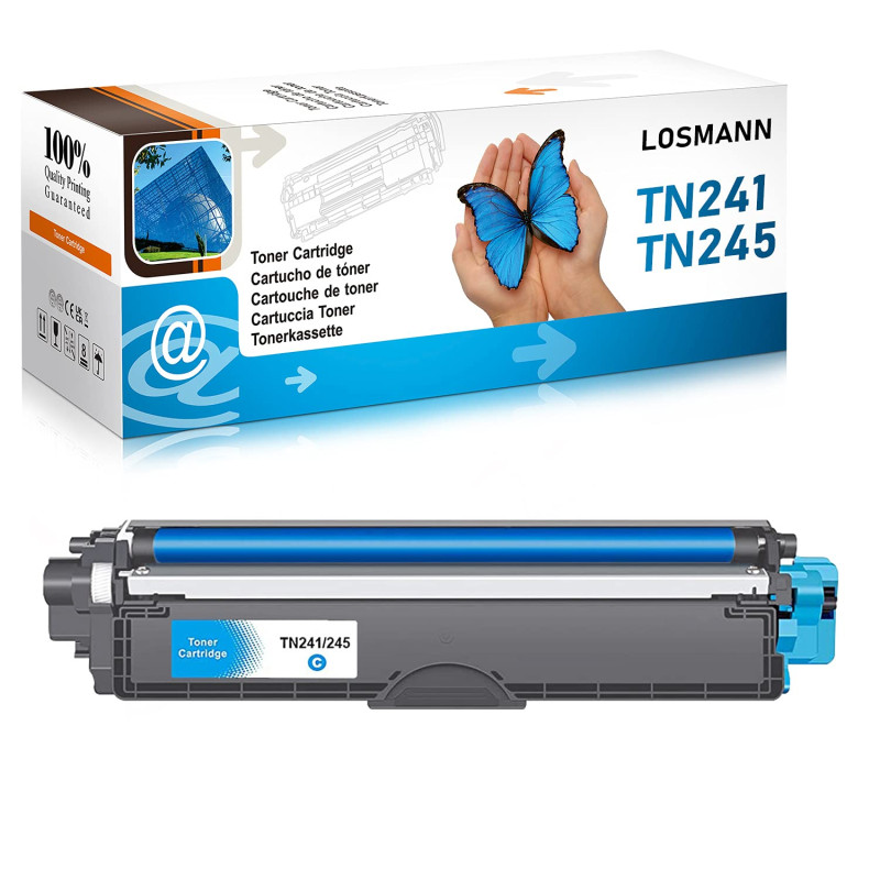 LOSMANN 1x Toner Cyan Compatible pour Brother TN221 TN241 TN242 TN245 TN246 pour Brother DCP-9015CDW 9020CDW 9022CDW HL-3140CW 3