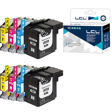 LCL Cartouche d'encre Compatible LC229XL LC225XL LC229 LC225 LC229XLBK LC225XLC LC225XLM LC225XLY (2Noir 2Cyan 2Magenta 2Jaune)