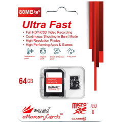 eMemoryCards 64Go Ultra Rapide Class 10 80Mo/s MicroSD SDXC Carte mémoire pour Samsung Galaxy Tab A SM-T550 Tablet | Adaptateur