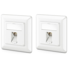deleyCON 2x Prise Réseau CAT6a Encastrable avec RJ45 Keystone - 10 Gbit/s - STP Blindée - Prise de Données pour Câbles de Raccor