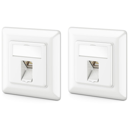 deleyCON 2x Prise Réseau CAT6a Encastrable avec RJ45 Keystone - 10 Gbit/s - STP Blindée - Prise de Données pour Câbles de Raccor