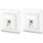deleyCON 2x Prise Réseau CAT6a Encastrable avec RJ45 Keystone - 10 Gbit/s - STP Blindée - Prise de Données pour Câbles de Raccor