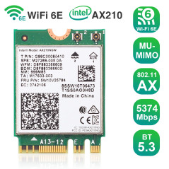 WiFi 6E AX210NGW M.2/NGFF Carte réseau sans Fil Bluetooth 5.2 Tri-Band 802.11AX pour PC de Bureau Compatible Windows 11/10 64 Bi