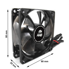 AABCOOLING Super Silent R8-80mm Ventilateur pour Boîtier PC Silencieux et Efficace avec 4 Pads Anti Vibrations 12V Ventilation P