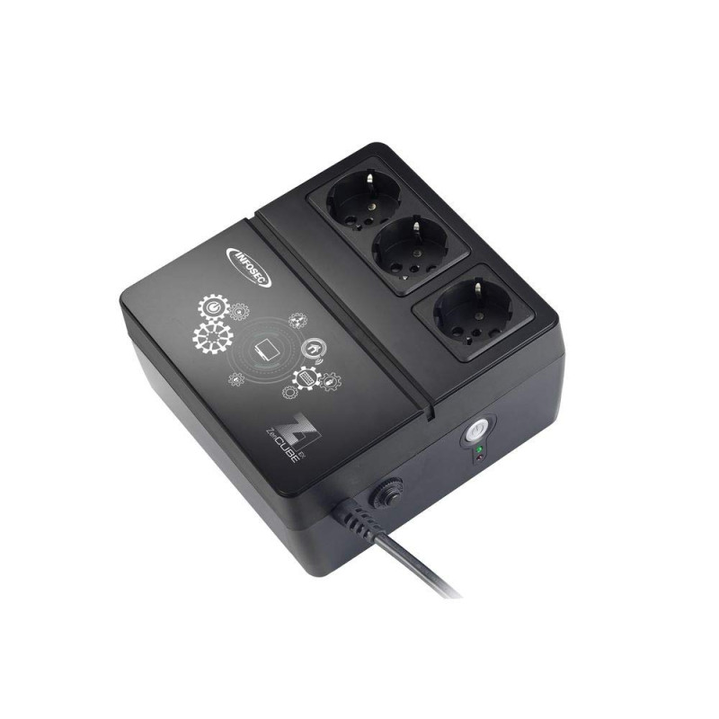 INFOSEC- Onduleur Z1 Zenergy Cube EX 400 VA, 3 prises secourues, Noir INFOSEC- Onduleur Z1 Zenergy Cube EX 400 VA, 3 prises secourues, Noir