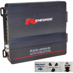 1 amplificateur RENEGADE RXA1200D RXA 1200 D monophonique classe D 1 canal 600 watts rms stable à 1 ohm 1200 watts max bass boos