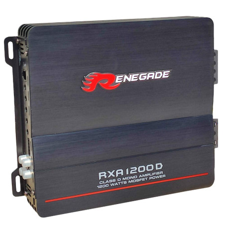 1 amplificateur RENEGADE RXA1200D RXA 1200 D monophonique classe D 1 canal 600 watts rms stable à 1 ohm 1200 watts max bass boos