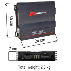 1 amplificateur RENEGADE RXA1200D RXA 1200 D monophonique classe D 1 canal 600 watts rms stable à 1 ohm 1200 watts max bass boos