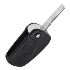 YINETTECH Pliant Télécommande Porte-clés 3 Boutons avec Clé Non Coupée Vierge Compatible pour Accessoires Remplacement Boîtier d