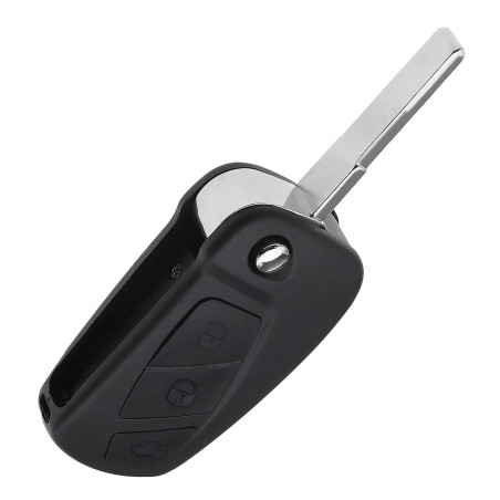 YINETTECH Pliant Télécommande Porte-clés 3 Boutons avec Clé Non Coupée Vierge Compatible pour Accessoires Remplacement Boîtier d
