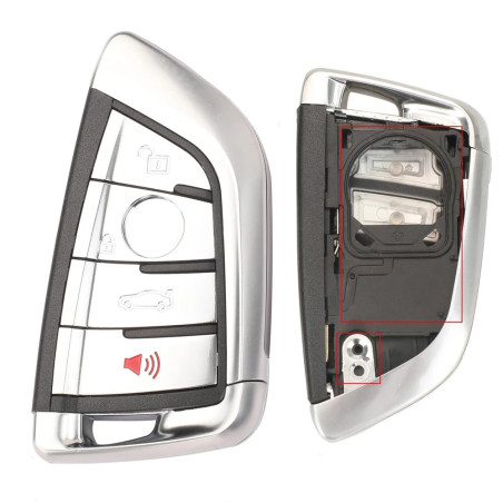 pour BMW Carte à Puce clé Coque 4 Boutons Remplacement Voiture clé étui pour BMW X5 X6 F15 X6 F16 G30 7 série G11 X1 F48 F39 (Fe