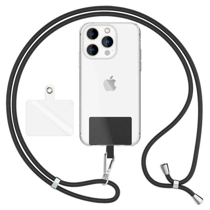 NALIA Cordon Téléphone Universel pour Smartphones - Corde Robuste & 2 Patchs - HOLDME AIR (Lanière Classique avec Mousqueton Arg NALIA Cordon Téléphone Universel pour Smartphones - Corde Robuste & 2 Patchs - HOLDME AIR (Lanière Classique avec Mousqueton Arg