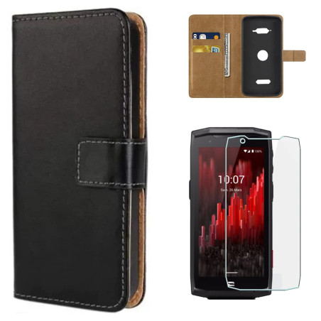 ZTAOOPOU Haute Qualité Housse pour Crosscall Core M5 Coque Luxe Etui à Rabat Housse Noir + HD Verre Trempé Crosscall Core M5 Pro