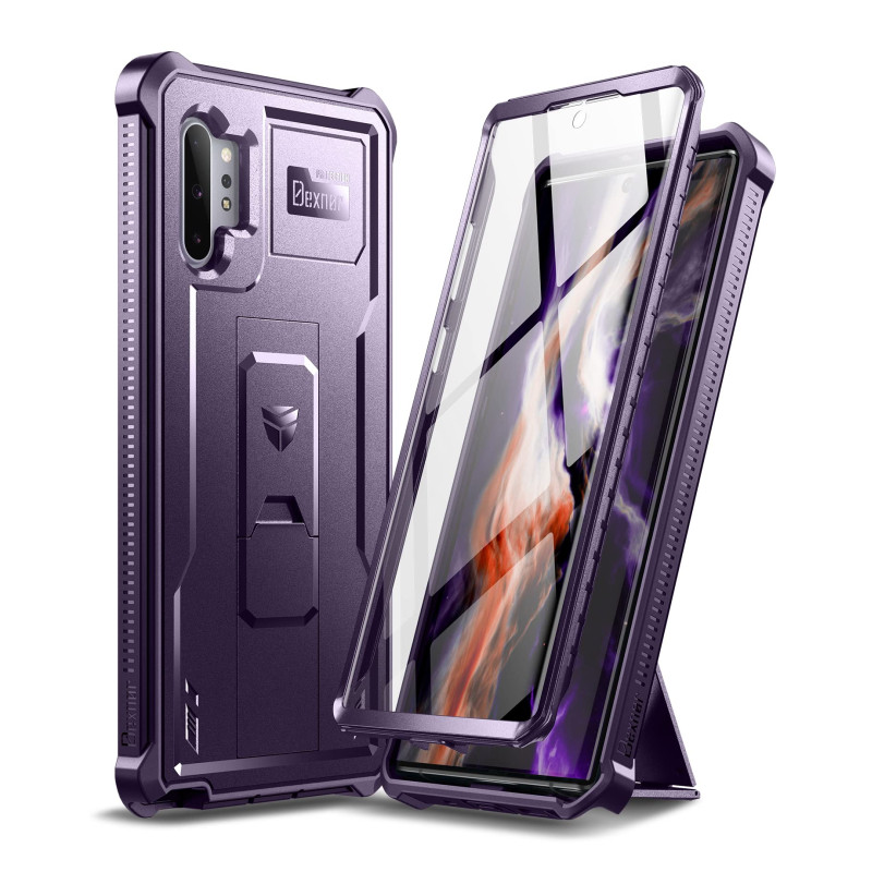 Dexnor pour Coque Samsung Galaxy Note 10 Plus, [Protecteur d'écran et Support Intégrés] Bouclier Antichoc de Protection de Quali