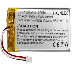 3.7V 523450P 1100mah Batterie au Lithium Rechargeable pour Corsair Void Elite RGB Corsair Virtuoso RGB Corsair HS80 Corsair Void