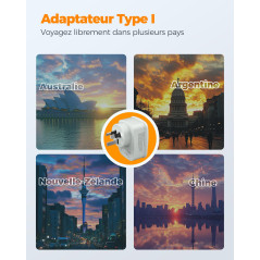 TESSAN Adaptateur Prise Australie, 3 en 1 Adaptateur Prise Australienne 2500 W, Adapter Australie avec USB C et USB A pour Chine