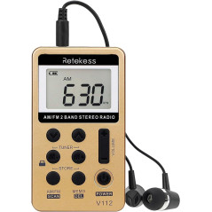 Retekess V112 Mini Radio FM de Poche,Radio Portable,FM AM,Rechargeable Radio,Prise Casque,d'Extérieur,Convient pour Course à Pie