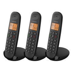 Logicom ILOA 350 Téléphone Fixe sans Fil sans Répondeur - Trio - Téléphones analogiques et dect - Noir