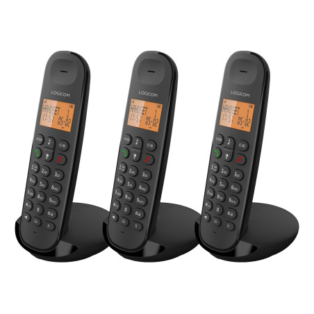 Logicom ILOA 350 Téléphone Fixe sans Fil sans Répondeur - Trio - Téléphones analogiques et dect - Noir