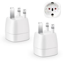 2 Pièces Adaptateur Prise Anglaise, Adaptateur de Voyage France vers UK, Adaptateur de Prise pour Irlande, Angleterre, Ecosse, D