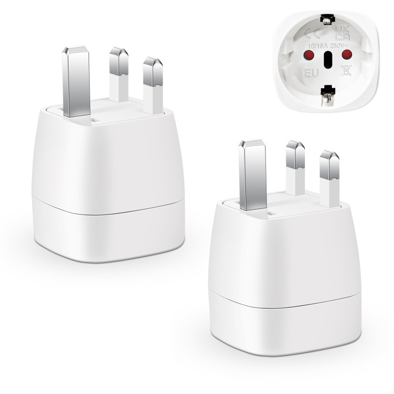2 Pièces Adaptateur Prise Anglaise, Adaptateur de Voyage France vers UK, Adaptateur de Prise pour Irlande, Angleterre, Ecosse, D 2 Pièces Adaptateur Prise Anglaise, Adaptateur de Voyage France vers UK, Adaptateur de Prise pour Irlande, Angleterre, Ecosse, D