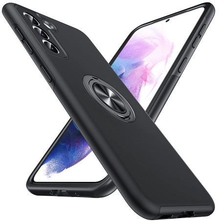 Anqrp Galaxy S21 5G Coque, Anneau Caché Antichoc Militaire Béquille Magnétique Rotative Robuste Housse de Protection Multicouche
