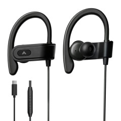 Avantree C171 - Écouteurs USB C Filaires à Micro, pour Sport et Course, avec Crochets, Intra Auriculaires et Contrôle Volume, Co
