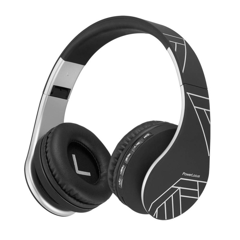 PowerLocus Casque Bluetooth, Casque Audio sans Fil Supra-Auriculaire avec Microphone intégré, Stéréo HD, Micro SD/TF Mode, FM Ra