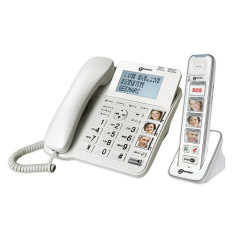 Geemarc Amplidect 295 Combi Photo - Téléphone Fixe Amplifié et son Combiné Additionnel avec Grosses Touches Photo Personnalisabl