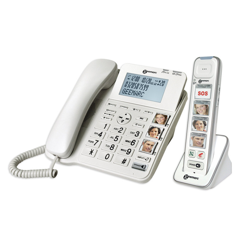 Geemarc Amplidect 295 Combi Photo - Téléphone Fixe Amplifié et son Combiné Additionnel avec Grosses Touches Photo Personnalisabl Geemarc Amplidect 295 Combi Photo - Téléphone Fixe Amplifié et son Combiné Additionnel avec Grosses Touches Photo Personnalisabl