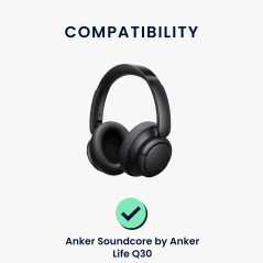 kwmobile 2X Coussinet Compatible avec Anker Soundcore Life Q35 / Q30 Coussinet - Coussinets en Mousse pour Casque Audio - Noir