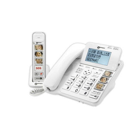Geemarc Amplidect 295 Combi Photo - Téléphone Fixe Amplifié et son Combiné Additionnel avec Grosses Touches Photo Personnalisabl