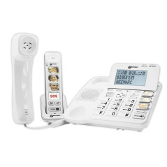 Geemarc Amplidect 295 Combi Photo - Téléphone Fixe Amplifié et son Combiné Additionnel avec Grosses Touches Photo Personnalisabl