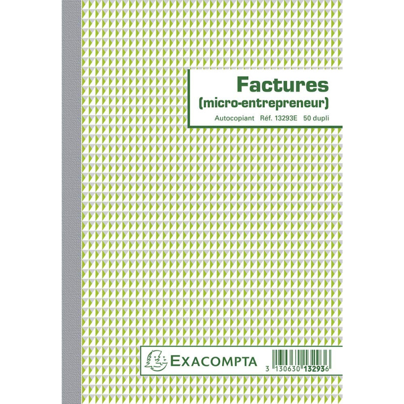 Exacompta - Réf. 13293AE - 1 Manifold FACTURES micro-entrepreneur - 50 feuillets numérotés et autocopiants - duplicatas (1 origi Exacompta - Réf. 13293AE - 1 Manifold FACTURES micro-entrepreneur - 50 feuillets numérotés et autocopiants - duplicatas (1 origi