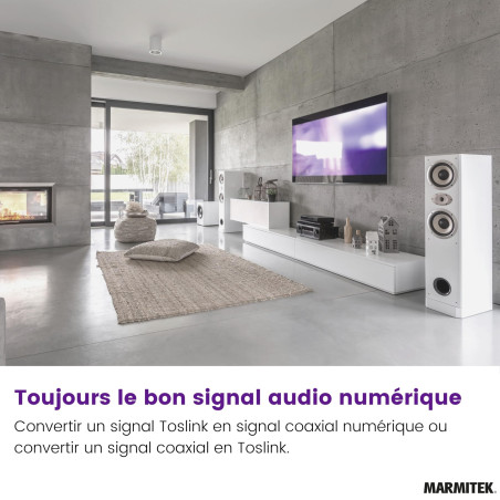 Convertisseur audio Toslink to coaxial - Marmitek Connect TC22 - Converter Audio - Coax sur Toslink - Twoway (2 Way) - Les deux