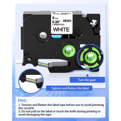 5x Fimax TZe-221 9mm Ruban Compatible avec TZ Tze221 Brother P-touch Tape Cassette Etiqueteuse 9mm laminated White,pour Etiquett