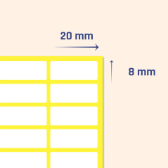 1000 Pièces, 20 x 8 mm, Étiquette Autocollantes Papier Blanc