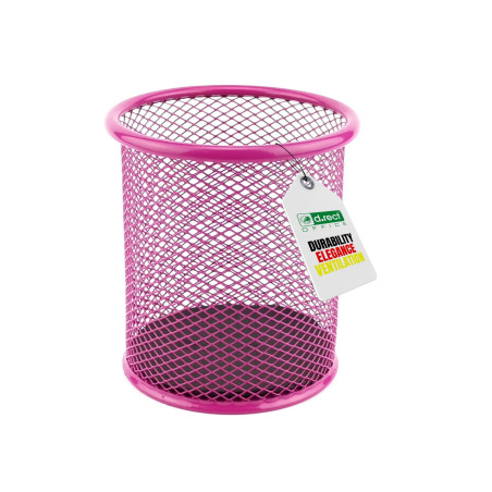 LEVIATAN Pot à Crayons en Métal – Porte-Stylo Rond Ø91 mm – Organiseur de Bureau et Maison – Filet Métallique avec Base Antidéra
