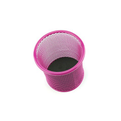 LEVIATAN Pot à Crayons en Métal – Porte-Stylo Rond Ø91 mm – Organiseur de Bureau et Maison – Filet Métallique avec Base Antidéra