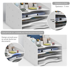 PUNCIA Organisateur de Bureau Multifonctionel Boîte de Rangement Bureau Étagère de Dossiers et Porte-Documents Compartiment de R