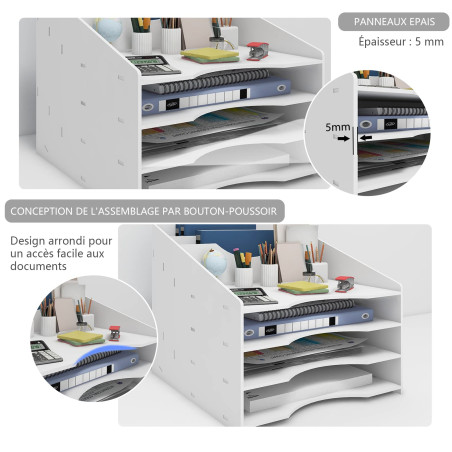 PUNCIA Organisateur de Bureau Multifonctionel Boîte de Rangement Bureau Étagère de Dossiers et Porte-Documents Compartiment de R