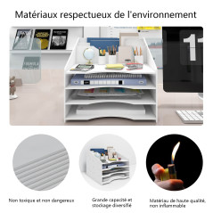 PUNCIA Organisateur de Bureau Multifonctionel Boîte de Rangement Bureau Étagère de Dossiers et Porte-Documents Compartiment de R