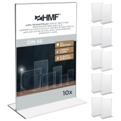 HMF Présentoir de Table Acrylique A6 Format Portrait, Porte Menu Restaurant, Double Face, Support Affiche Publicitaire pour Bure