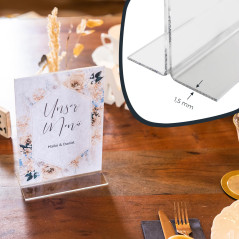 HMF Présentoir de Table Acrylique A6 Format Portrait, Porte Menu Restaurant, Double Face, Support Affiche Publicitaire pour Bure